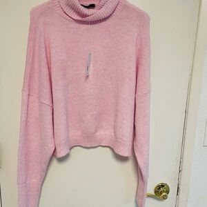 Forever 21 Pastel Pink Fuzzy Cowl Neck Sweater